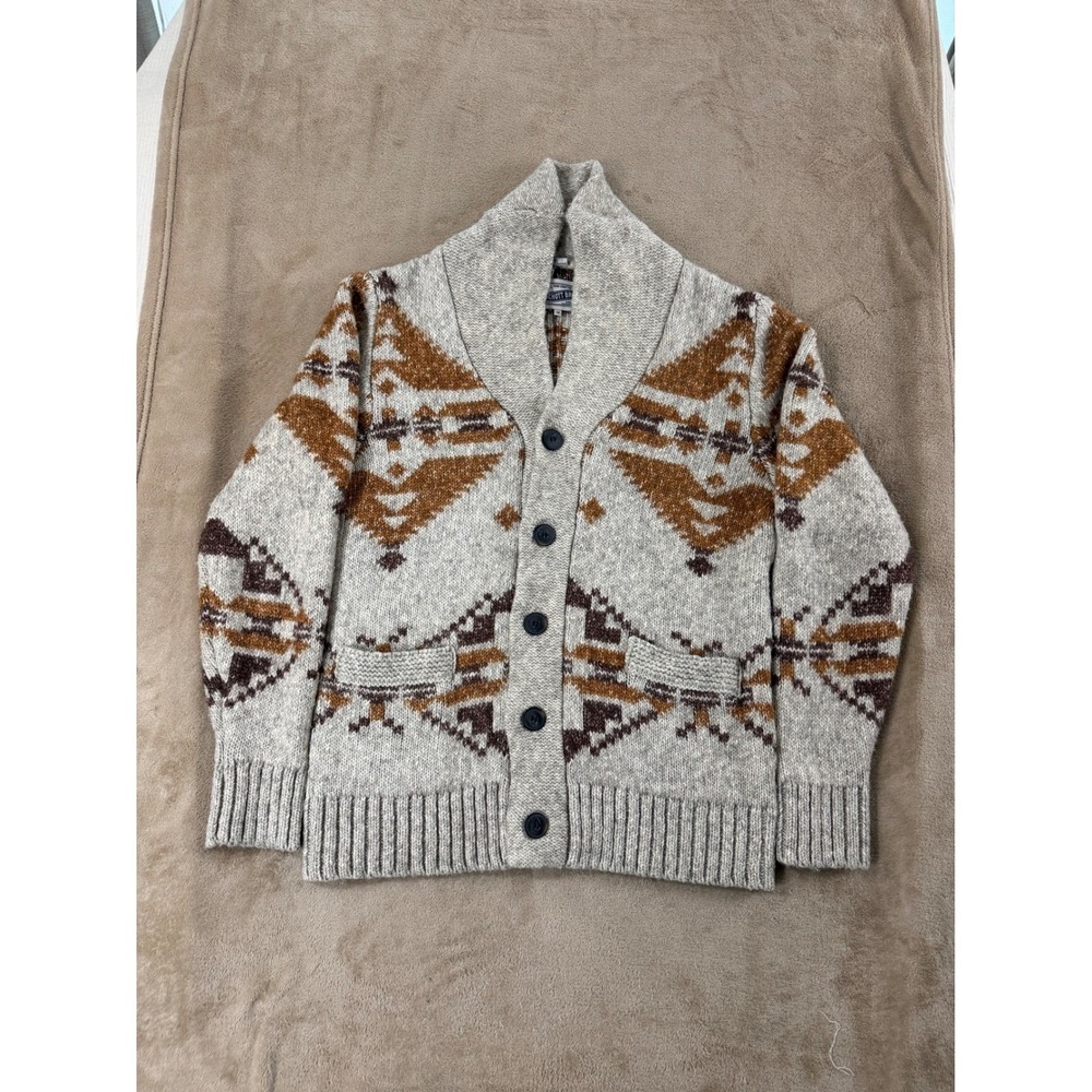 Schott Bros Yak Wool Cotton Aztec‎ Heavy Cardigan Men M Shawl Pockets Cabin Core